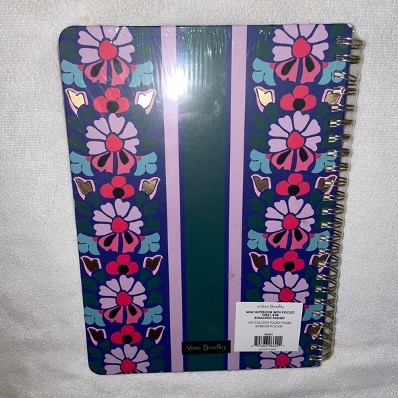 New! Vera Bradley Mini Notebook W/Pocket Romantic Paisley🌸160 page Spiral✨ - Picture 6 of 12